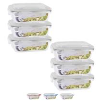 Conjunto 6 Potes 370ml Hermético Vidro Marmita Click Glass Conjunto 6 Potes 370ml Hermético Vidro Marmita Click Glass