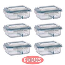 Conjunto 6 Potes c Divisória Vidro Marmita Vedação 1040ml Conjunto 6 Potes c Divisória Vidro Marmita Vedação 1040ml