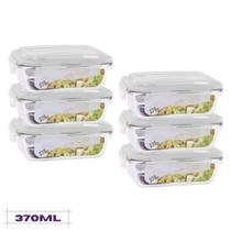 Conjunto 6 Potes de 370 ml Hermético Vidro Tampa c/ 4 travas