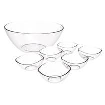 Conjunto 6 Potes de Sobremesa 265ml Tigela Redonda 2,3L Plástico Transparente Doces Saladas Conjunto 6 Potes de Sobremesa 265ml Tigela Redonda 2,3L Plástico Transparente Doces Saladas