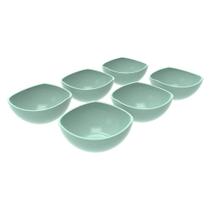 Conjunto 6 Potes de Sobremesa Doces 265ml Plástico Verde Menta Trio Crippa