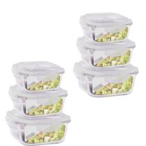 Conjunto 6 Potes Hermético 3 tamanhos Quadra Coletion