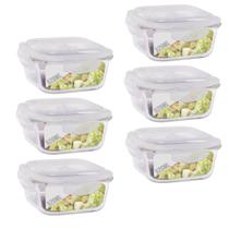 Conjunto 6 Potes Hermetico Marmita Fit Anel Vedação 520 ml
