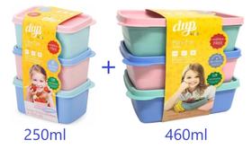 Conjunto 6 Potes Herméticos DUP Kids Fun 250ml e 460ml Plástico Livre de BPA Lancheira Marmita