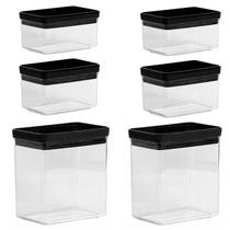 Conjunto 6 potes herméticos Lumini Black retangular Paramount