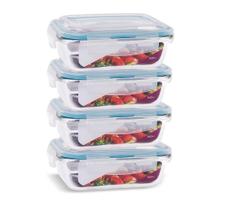 Conjunto 6 Potes Herméticos Vidro 640ml - Trava Resistente