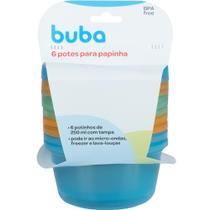 Conjunto 6 Potes para Papinha com Tampa Colorido 250ml BPA Free Buba