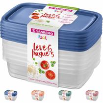 Conjunto 6 Potes Plástico 785ml Sanremo Livre BPA Marmita Congelar Freezer Microondas