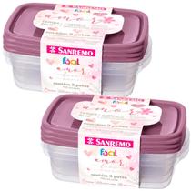 Conjunto 6 Potes Plástico 785ml Sanremo Livre BPA Marmita Congelar Freezer Microondas