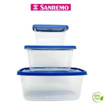 Conjunto 6 Potes Plástico Organizador de Cozinha Alimentos Varios Tamanhos Alta Qualidade Sanremo - AZUL