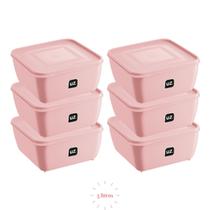 Conjunto 6 Potes Plastico Rosa Quadrado 5L Gourmet
