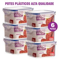 Conjunto 6 potes plasticos herméticos Qualidade Click Fresh