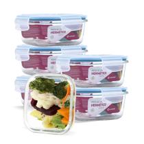 Conjunto 6 Potes Vidro Hermética Mantimentos Tampa 520ml