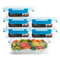 Conjunto 6 Potes Vidro Hermético 640ml Travas Fortes Premium
