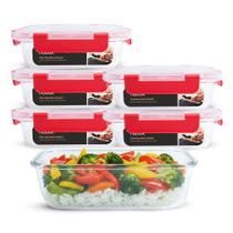 Conjunto 6 Potes Vidro Hermético 640ml Travas Fortes Premium