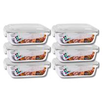 Conjunto 6 Potes Vidro Hermético Marmita Mantimentos 640ml