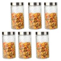 Conjunto 6 Potes Vidro Rattan Tampa Inox 1700ml Class Home