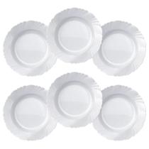 Conjunto 6 Prato Fundo Pétala Jogo de Pratos Fundo Duralex de Vidro Opalino Temperado Kit Tigela de Vidro Branco Para Sopas e Molhos Nadir Figueiredo