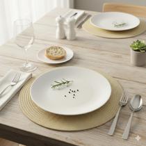 Conjunto 6 Pratos Branco Suflair Dourado Mesa Posta Festa Conjunto 6 Pratos Branco Suflair Dourado Mesa Posta Festa