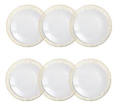 Conjunto 6 Pratos Branco Suflair Dourado Mesa Posta Servir