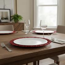 Conjunto 6 Pratos Branco Suflair Vermelho Mesa Posta Servir Conjunto 6 Pratos Branco Suflair Vermelho Mesa Posta Servir