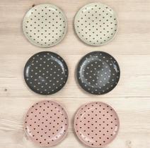 Conjunto 6 Pratos de Cerâmica Coração Coloridos 19,5 cm Wolff - Toque Romântico e Sofisticado