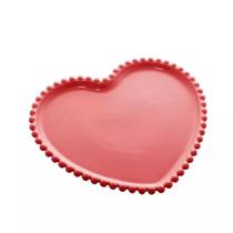 Conjunto 6 Pratos de Porcelana Coração Vermelho Beads 25cm Wolff