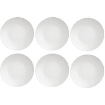Conjunto 6 Pratos de Porcelana Sobremesa Tramontina Leonora 19cm Brancos Raso Leve Cupê
