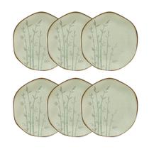 Conjunto 6 Pratos de Sobremesa 21,5 cm Ryo Bambu Porcelana Oxford