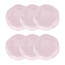 Conjunto 6 Pratos de Sobremesa 21,5 cm Ryo Pink Sand Porcelana Oxford