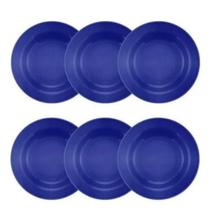 Conjunto 6 Pratos Fundo 21,5cm Azul- BIONA