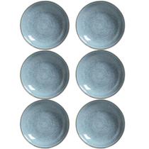 Conjunto 6 Pratos Fundos Cerâmica 22,5cm Azul Bio Brezze 830