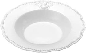 Conjunto 6 Pratos Fundos de Porcelana Queen Lyor Branco 21.5Cm