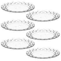 Conjunto 6 Pratos Médios Plástico Transparente Lanches Sobremesas Mesa Posta Crippa