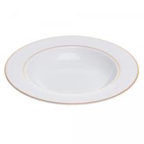Conjunto 6 Pratos Mônaco Fundos de Porcelana Branco com Fio Dourado 21,5cm Wolff