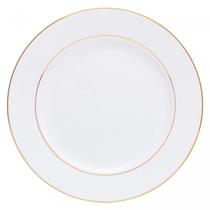 Conjunto 6 Pratos Mônaco Rasos em Porcelana Branco com Fio Dourado Wolff