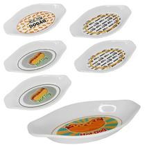 Conjunto 6 Pratos Para Hot Dog Cachorro Quente Formato de Canoa Conjunto 6 Pratos Para Hot Dog Cachorro Quente Formato de Canoa