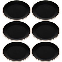Conjunto 6 Pratos para Lanche Sobremesa Melamina Preto Wolff Class Pratinhos 15cm Mesa Posta Conjunto 6 Pratos para Lanche Sobremesa Melamina Preto Wolff Class Pratinhos 15cm Mesa Posta