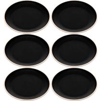 Conjunto 6 Pratos para Lanche Sobremesa Melamina Preto Wolff Class Pratinhos 15cm Mesa Posta