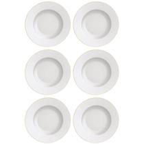 Conjunto 6 Pratos para Pão 17cm Porcelana Tramontina Elisa Filete Dourado Jogo de Pratos Mesa Posta Conjunto 6 Pratos para Pão 17cm Porcelana Tramontina Elisa Filete Dourado Jogo de Pratos Mesa Posta