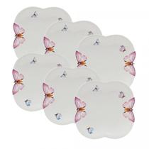 Conjunto 6 Pratos para Sobremesa em Porcelana Borboletas 19cm Wolff Conjunto 6 Pratos para Sobremesa em Porcelana Borboletas 19cm Wolff