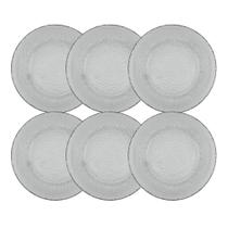 Conjunto 6 Pratos Raso Vidro Transparente Forjado 22cm Conjunto 6 Pratos Raso Vidro Transparente Forjado 22cm