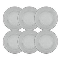Conjunto 6 Pratos Raso Vidro Transparente Forjado 22Cm Conjunto 6 Pratos Raso Vidro Transparente Forjado 22Cm
