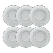 Conjunto 6 Pratos Raso Vidro Transparente Gema 23,5cm Conjunto 6 Pratos Raso Vidro Transparente Gema 23,5cm