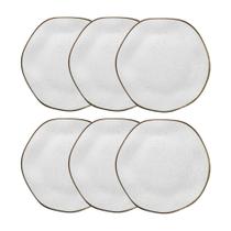 Conjunto 6 Pratos Rasos 22,5 Cm Ryo Maresia Porcelana Oxford
