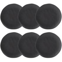 Conjunto 6 Pratos Rasos Cerâmica Orgânico Preto Matte 26,5cm Porto Brasil Mesa Posta Jantar Almoço
