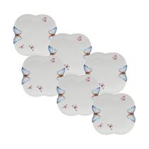Conjunto 6 Pratos Rasos de Porcelana Borboletas 24cm