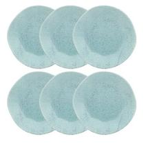 Conjunto 6 Pratos Rasos Oxford Ryo Blue Bay Porcelana 27.5cm Conjunto 6 Pratos Rasos Oxford Ryo Blue Bay Porcelana 27.5cm