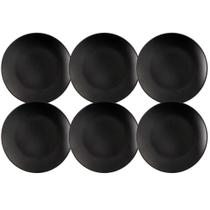 Conjunto 6 Pratos Rasos para Sobremesa Plástico Preto 18cm C