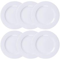 Conjunto 6 Pratos Rasos Porcelana 27cm Tramontina Branco Vibrare Aba Larga Mesa de Jantar Conjunto 6 Pratos Rasos Porcelana 27cm Tramontina Branco Vibrare Aba Larga Mesa de Jantar